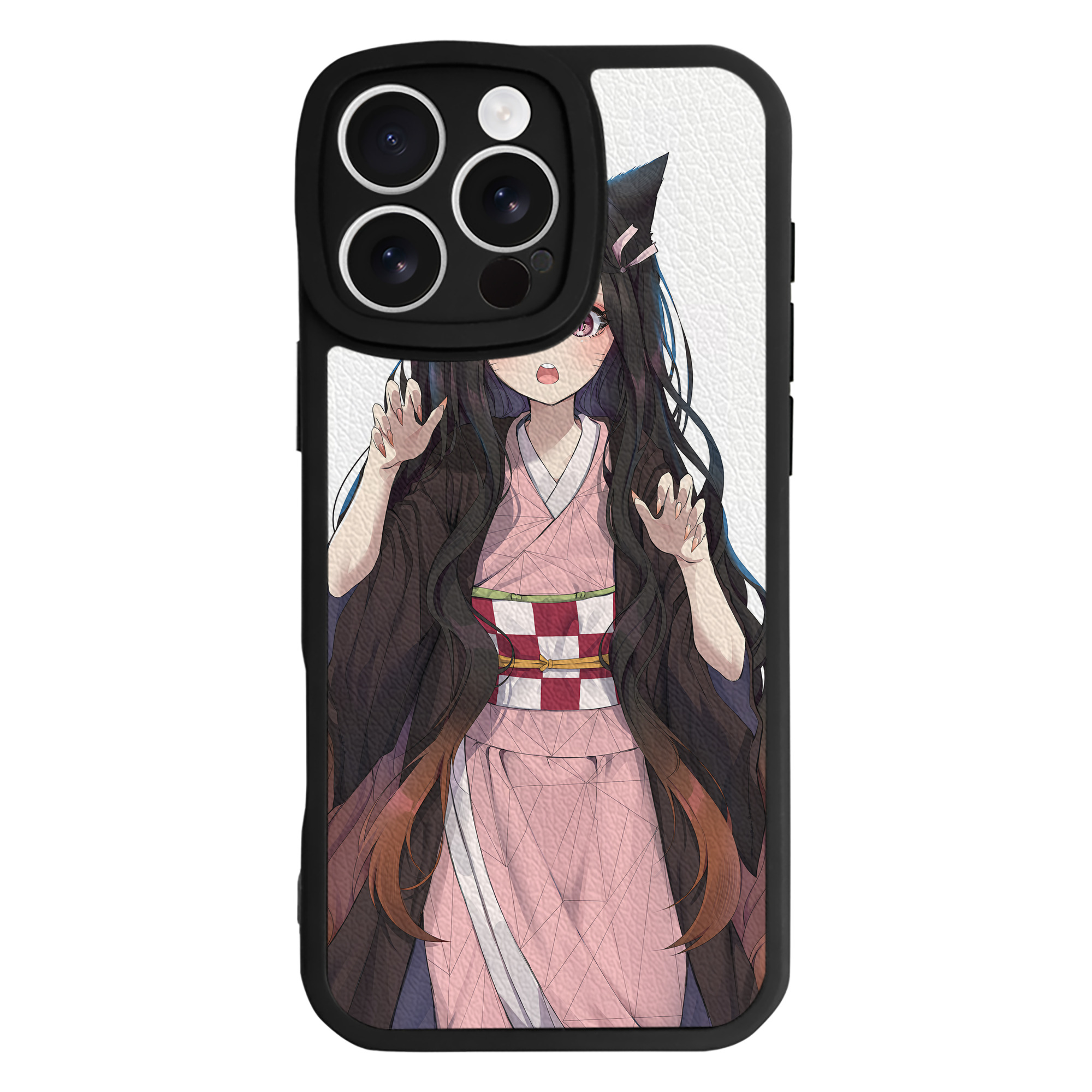 （画像用） 鬼滅の刃（きめつのやいば）竈門 禰󠄀豆子／かまど ねずこ Kamado Nezuko 【iPhone 16シリーズ対応】シリコンスマホケース（レザー調） 材質：シリコン